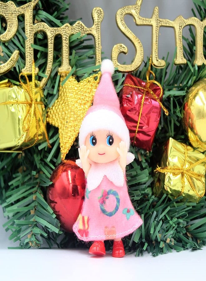 WULEEUPER Tiny Baby Elf Dolls | Christmas Miniature Elf Decoration | Newborn Gift | Baby Grow Girl and Boy Dolls (Pink Dress) - Image 2